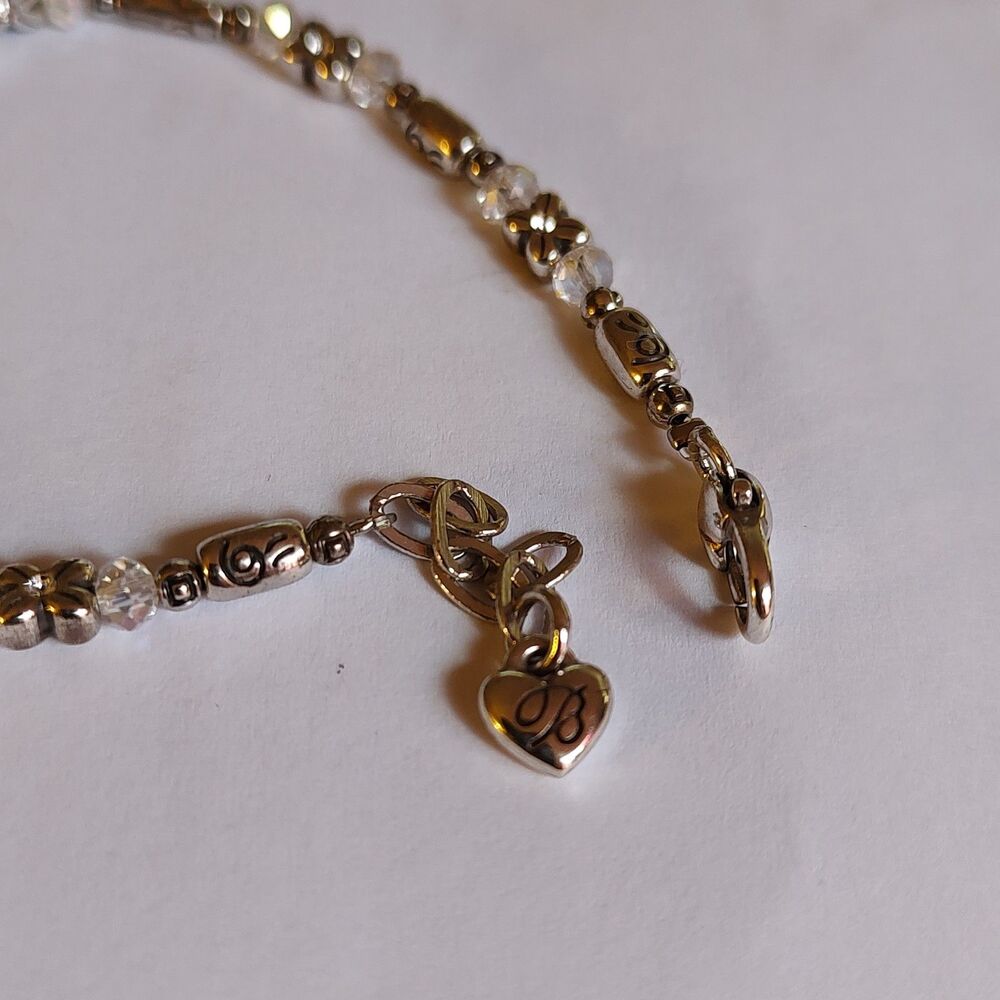 VTG Style Signed Brighton Silver Tone & Iridescent Beaded Swirl 7" - 8" Bracelet - Picture 6 of 8